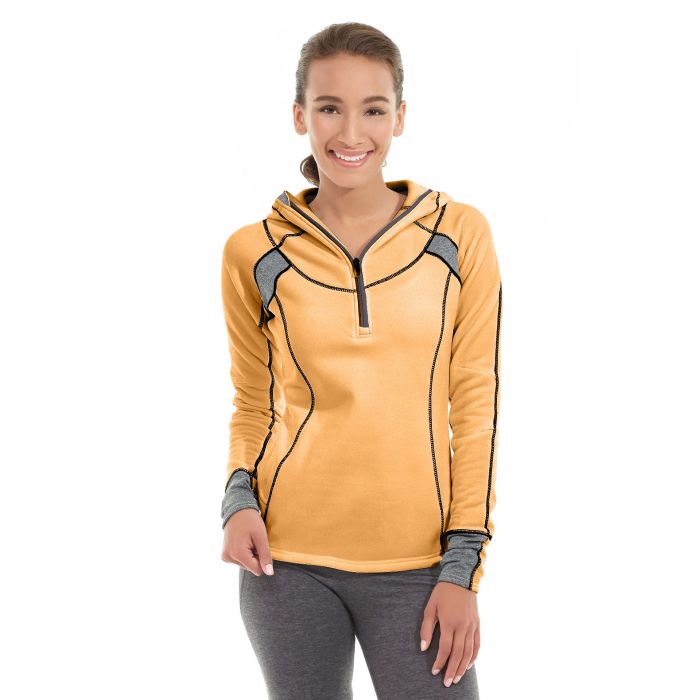 Cassia Funnel Sweatshirt hoodie in orange with front pockets